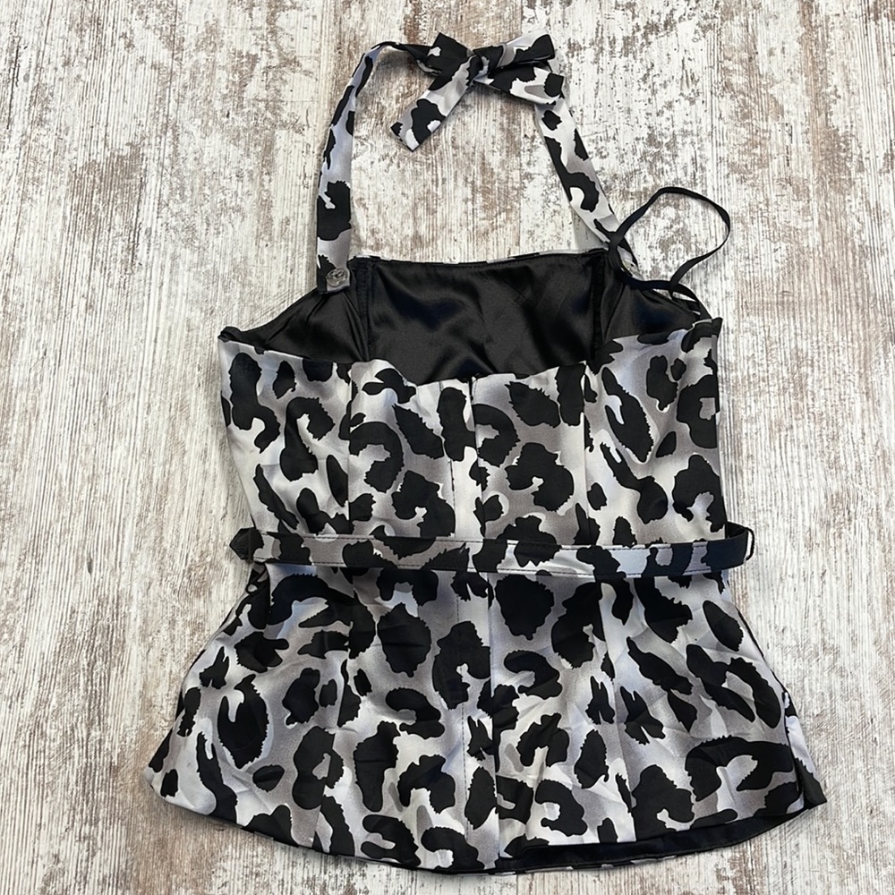 Cache Black Leopard Animal Print Belted Halter To… - image 5